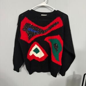 Vintage JR Bentley Acrylic Blend Abstract Shape Pullover Sweater Size Medium